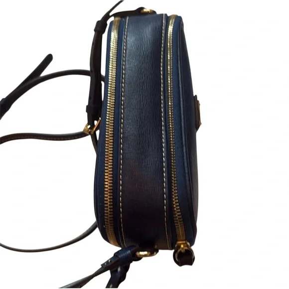 Dooney & Bourke Saffiano Leather Sawyer Crossbody in navy blue. - Picture 4 of 9